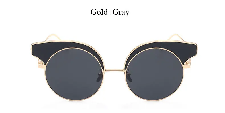 Новинка года Роскошные модные Солнцезащитные очки для женщин Для женщин Брендовая Дизайнерская обувь кошачий глаз женские круглые линзы Защита от солнца очки металлический Рамки - Цвет линз: YD133  Gold Gray