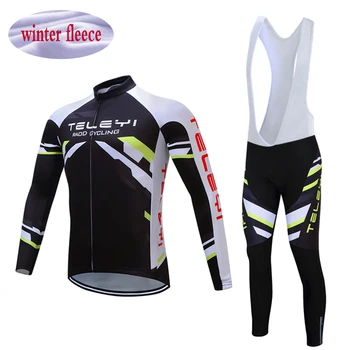 

Teleyi Brand Breathable Winter Thermal Fleece Team Cycling Clothing Long Sleeve Jersey Ropa ciclismo invierno Lycra Bike clothes