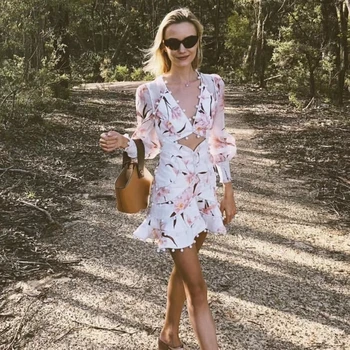 

Women Short Designer Dress High Quality Ladies Printed Dresses for Party 2019