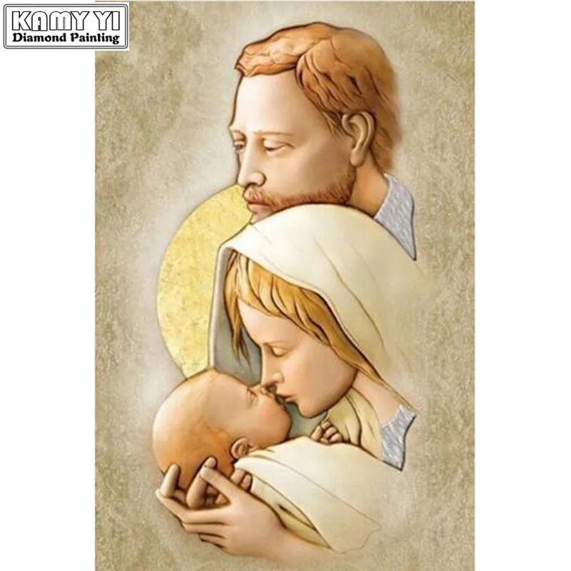 

Diy Diamond Painting Religious Holy Family Icon Home Decoration 5D Full Round Diamond Embroidery Of Painting Rhinestone XY25