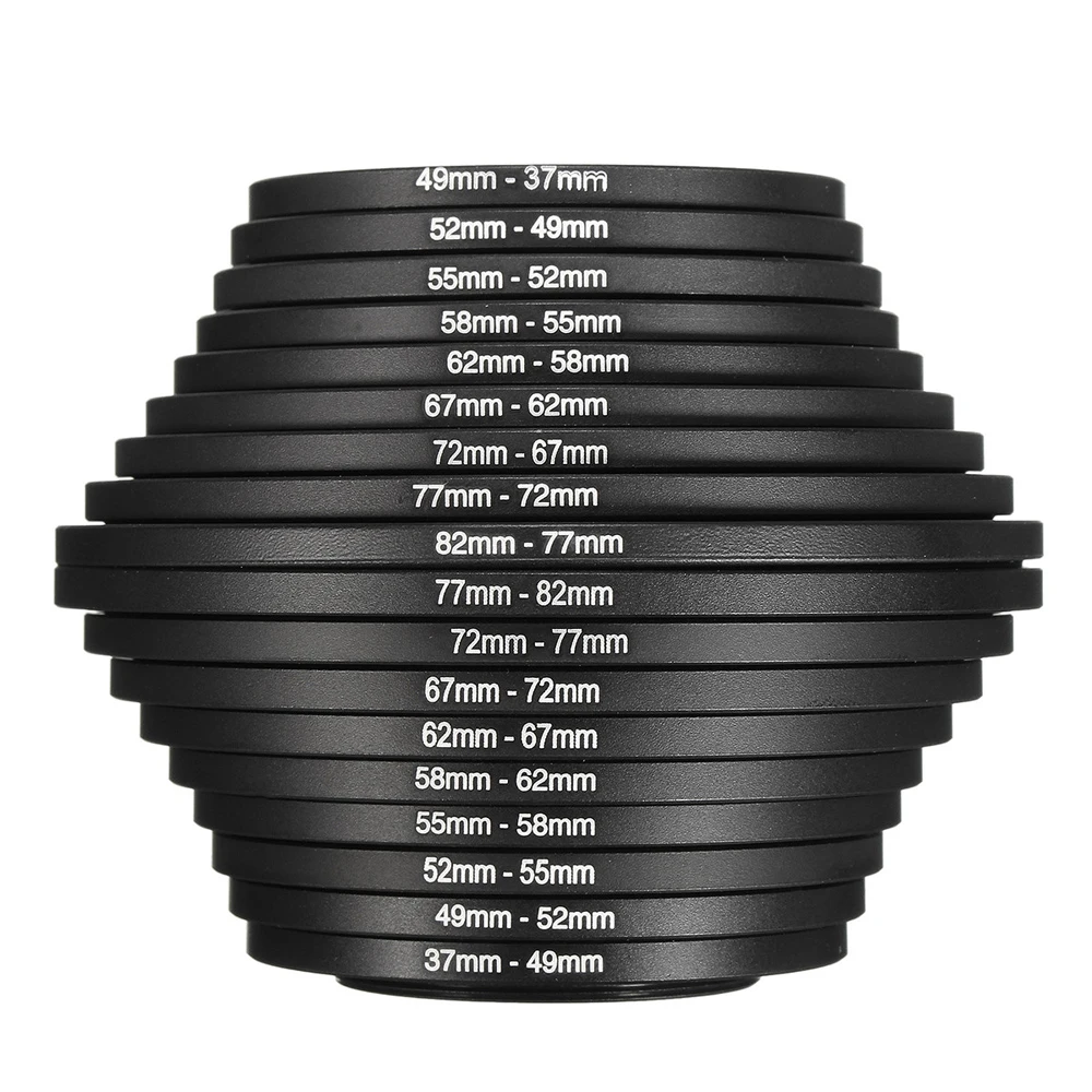 

Andoer photography accessories 18Pcs Step Up Down Camera Lens Filter Loop Adapter Set 37 - 82mm for Canon for nikon
