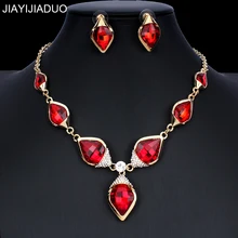 Jiayijiaduo, модный Свадебный комплект ювелирных изделий для гламура, женское ожерелье, серьги, наборы, аксессуары для платья, подарки, золотой цвет