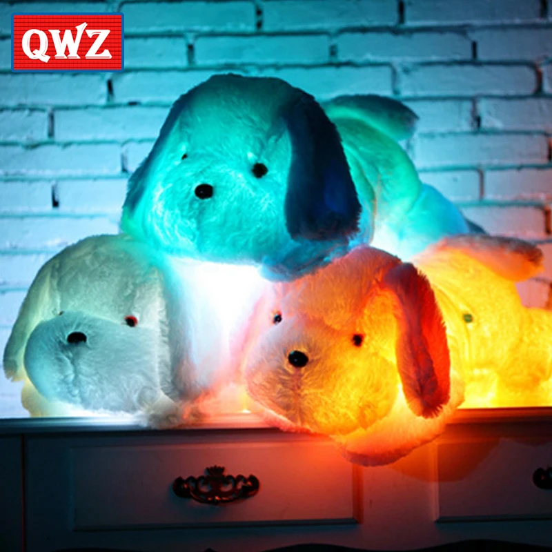 QWZ 50CM Length Creative Night Light LED Lovely Dog Stuffed and Plush Toys for Kids and 5