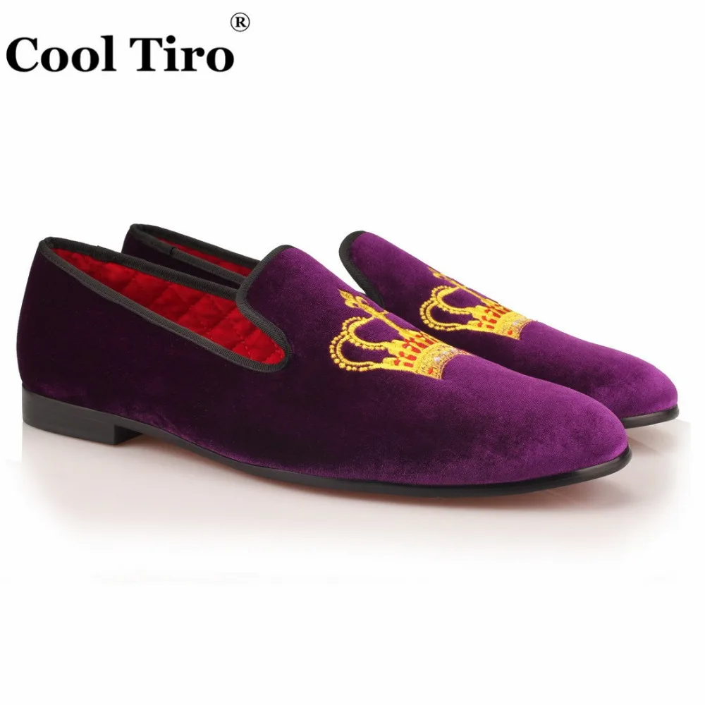 Cool TIRO/синий/белый/фиолетовый бархат мужские туфли на плоской подошве Мокасины Повседневная императорская корона свадебное платье ручной работы роскошь для скольжения на обувь