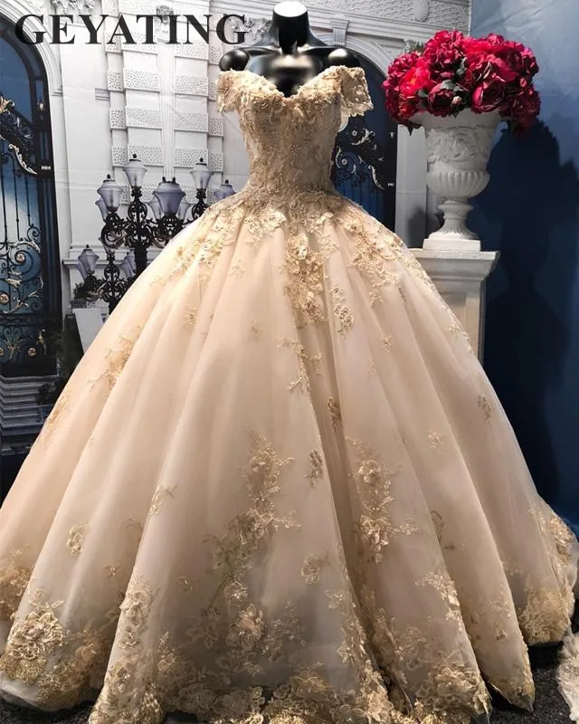 floral ball gown wedding dress