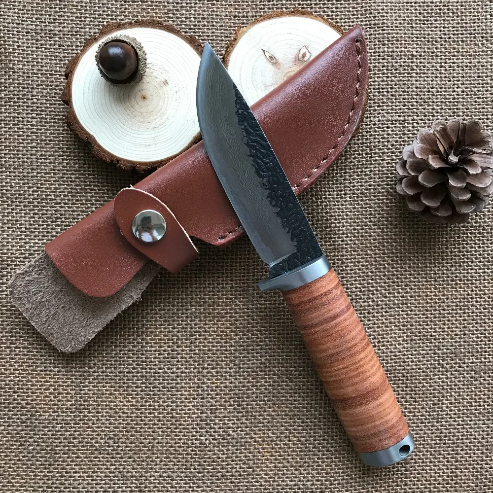 58RHC High-carbon steel Straight Knife Forged Steel Handmade steel Knife Hunting Knife Fixed Tactical Knives