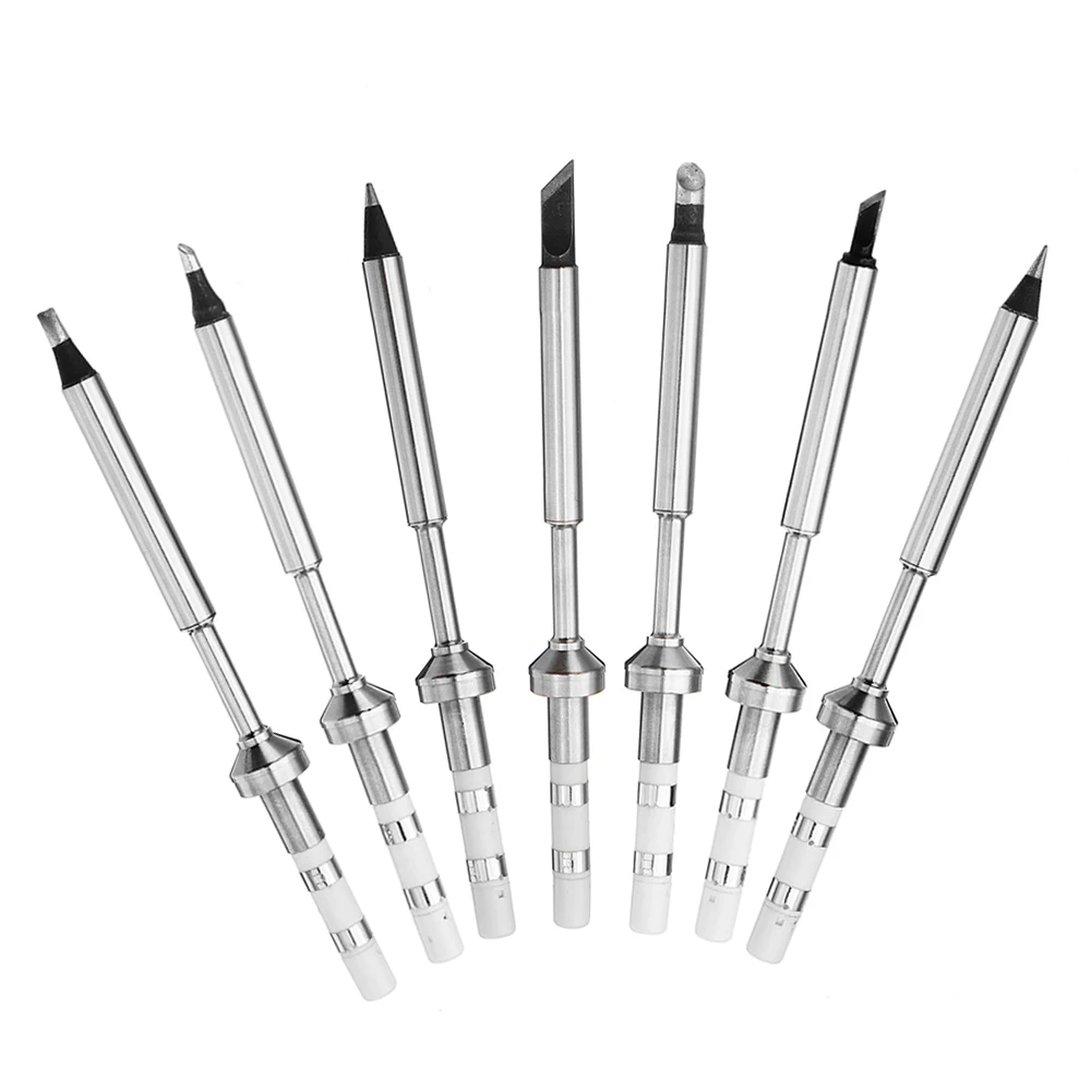 

7Pcs/Set Lead Free Replacement TS Series Welding Tip Black Chrome Tip Solder Tips for TS100 Digital LCD Soldering Iron