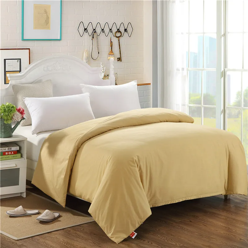 Simple Camel Solid Color Home Textile Sided Duvet Cover Cotton Bed Comforter Cover Bedding Set 