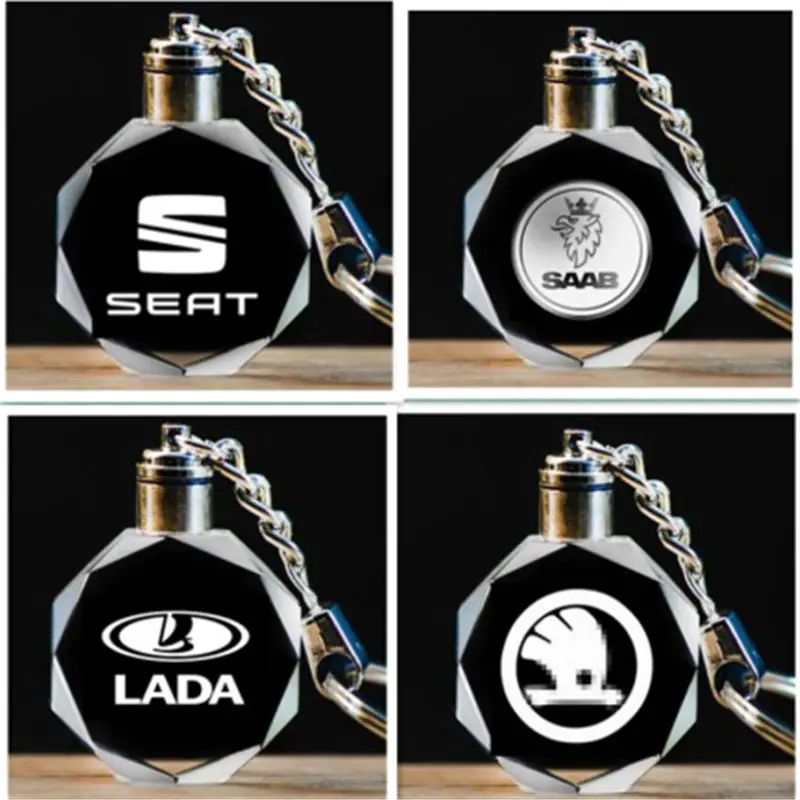 

HYBZH Keychain Laser Engraving Crystal Car Motorcycle Logo Key chain LED Light Hang Ring Llavero Chaveiros Souvenir Gift 88