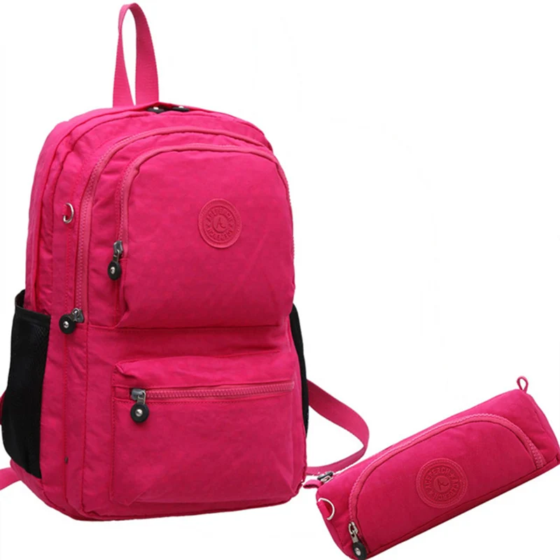 ACEPERCH Women Nylon Waterproof Backpack School Backpack for Teenage Girl Mochila Feminina Original Casual Laptop Bagpack Female - Цвет: Rose Red