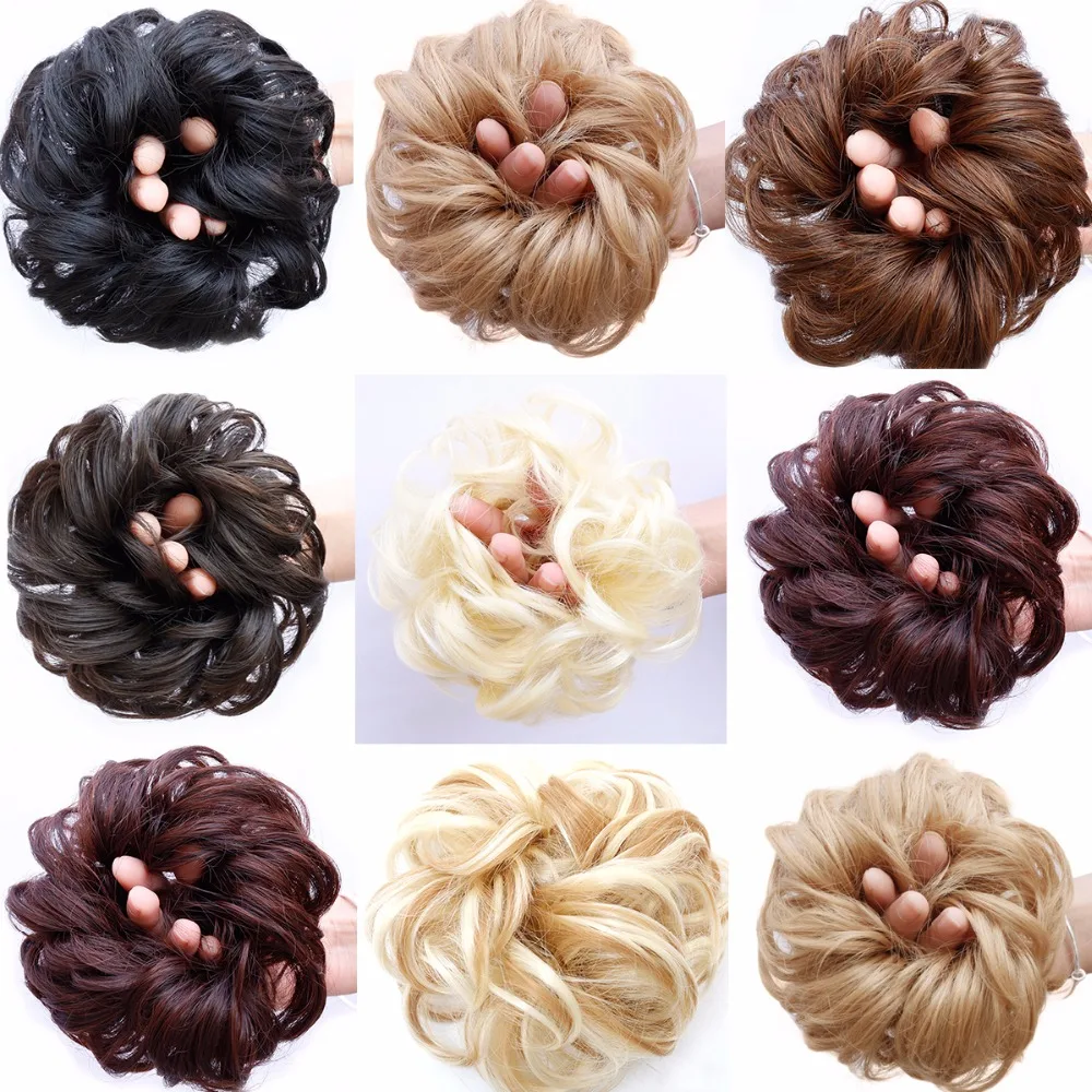 

JINKAILI Synthetic Chignon With Rubber Band Brown Blonde Women Curly Chignon Hair Clip In Hairpiece Bun Drawstring