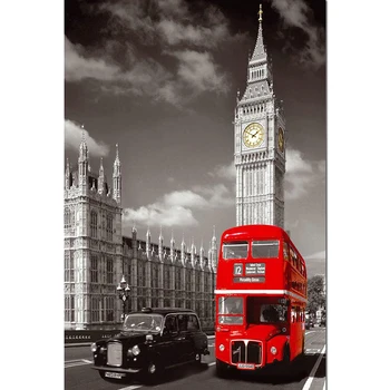 

Full Diamond Embroidery Home Decor Diamond Mosaic Painting Red London bus Diy Diamond Painting cross stitch craft BD025