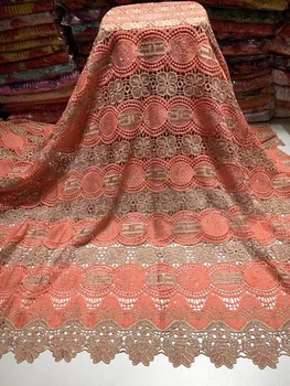 

Stones African lace fabric 5yard guipure lace fabric 2019 high quality african cord lace fabric for wedding dress DFMAY032
