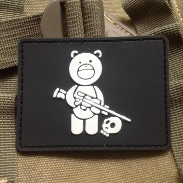 Черный медведь Снайпер Охотник череп тактический боевой дух армии резиновая нашивка Снайпер медведь Логотип Пейнтбол страйкбол нашивка значок