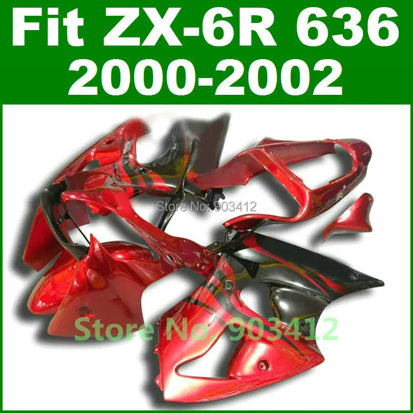 Обтекатели для Kawasaki ZX 6R красные черные 2000 2001 2002 Ninja ZX6R 636 00 01 02 ZX636 G8S1 | Автомобили и