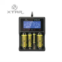 Original XTAR VC4 Charger Universal LCD Screen Display USB Ni-MH/Ni-CD Li-ion Battery Charger Retail Package