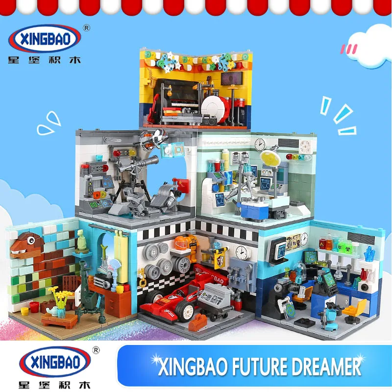 

6 IN 1 Creative Blocks the Future House laboratory astronomy racing car drawing room Compatible Legoings City Model Bricks Toy