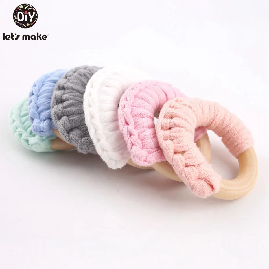 

Let's Make 20PCs BPA Free Wooden Rings Organic Cotton Handmade DIY Baby Accessories Waldorf Food Grade Wooden Baby Teethers