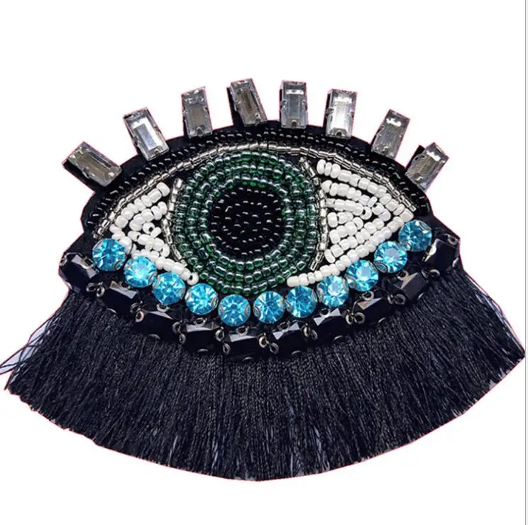 

ZGTGLAD 1Pcs Rhinestone Eye Beaded Patch for Clothing Sewing on Beading Applique Clothes Shoes Bags Decoration Patch DIY Apparel