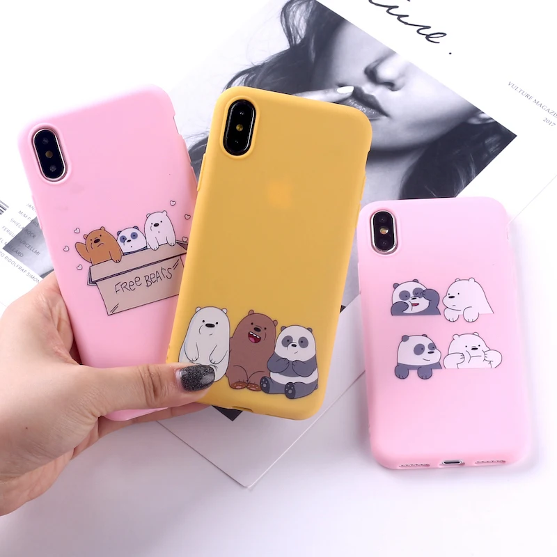 

Cute Funny Bear Cartoon Mom Baby Soft Silicone Candy Case Coque For iPhone 11 Pro Max 6 5S 8 8Plus X XS Max 7 7Plus