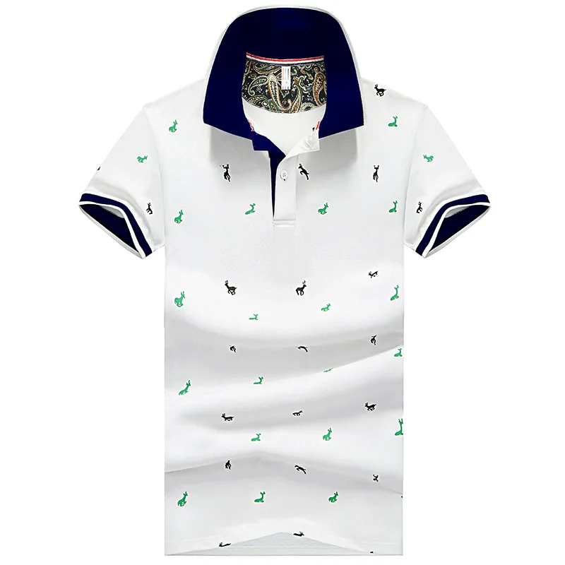 Новая модная мужская рубашка поло с коротким рукавом, повседневные деловые рубашки поло для мужчин, высококачественная одежда размера плюс M-4XL, рубашки поло, GA252 - Цвет: Deer White