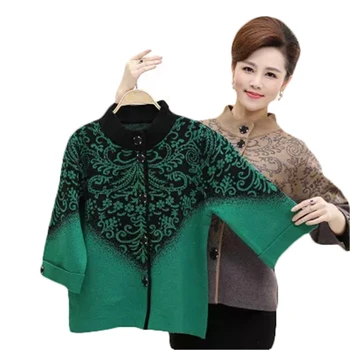 

2019 New Autumn Winter Women's Three Quarter Sleeve Cashmere Sweater Outerwear Cardigan Plus Size Winter Jacket Women L901