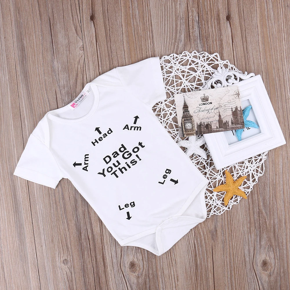 Летний комплект одежды для новорожденных мальчиков и девочек, короткая одежда для маленьких девочек боди с рукавами и буквенным принтом комбинезон для детей от 0 до 18 месяцев