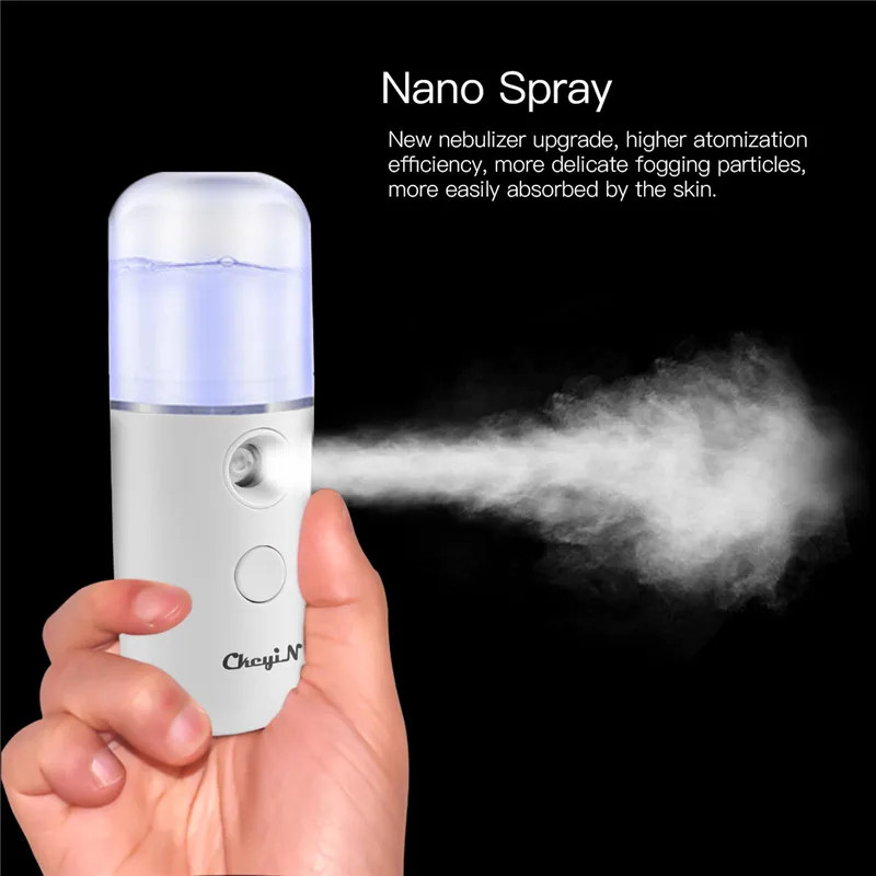 

CkeyiN 30ML Portable Mini Mist Sprayer with Large Water Tank Nano Facial Mister USB Chargeable Face Humidifier