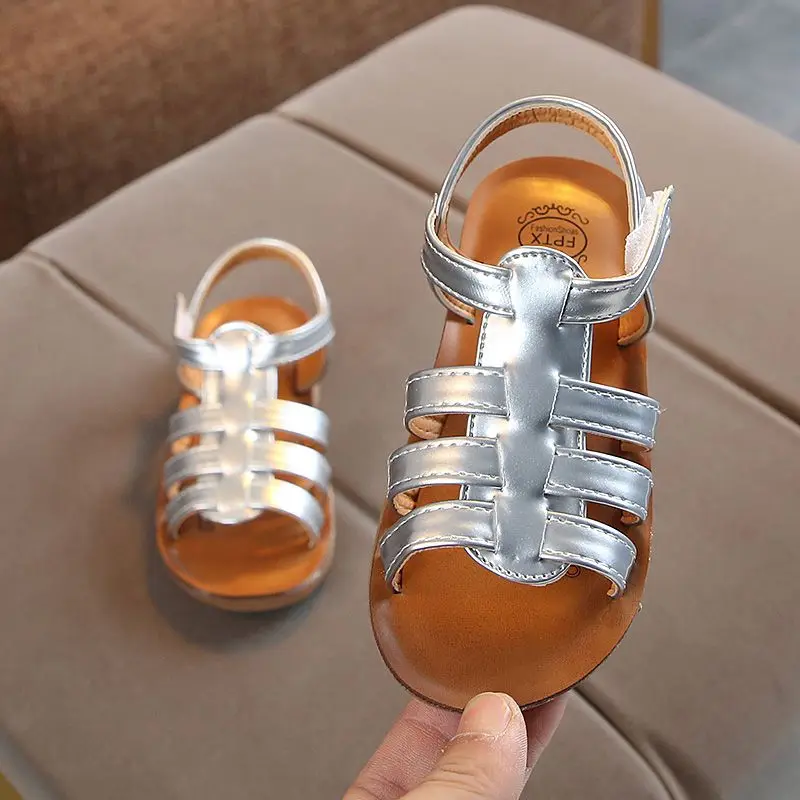 Новая детская модная обувь на мягкой подошве для мальчиков и девочек, Нескользящие сандалии-гладиаторы, обувь для прогулок