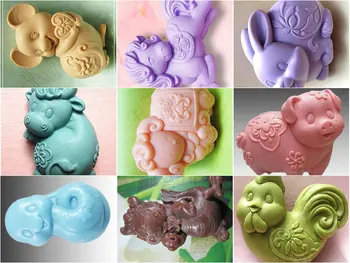 

1 PCS Twelve Zodiac clay pottery mould silicone cake mold soap Mold FM