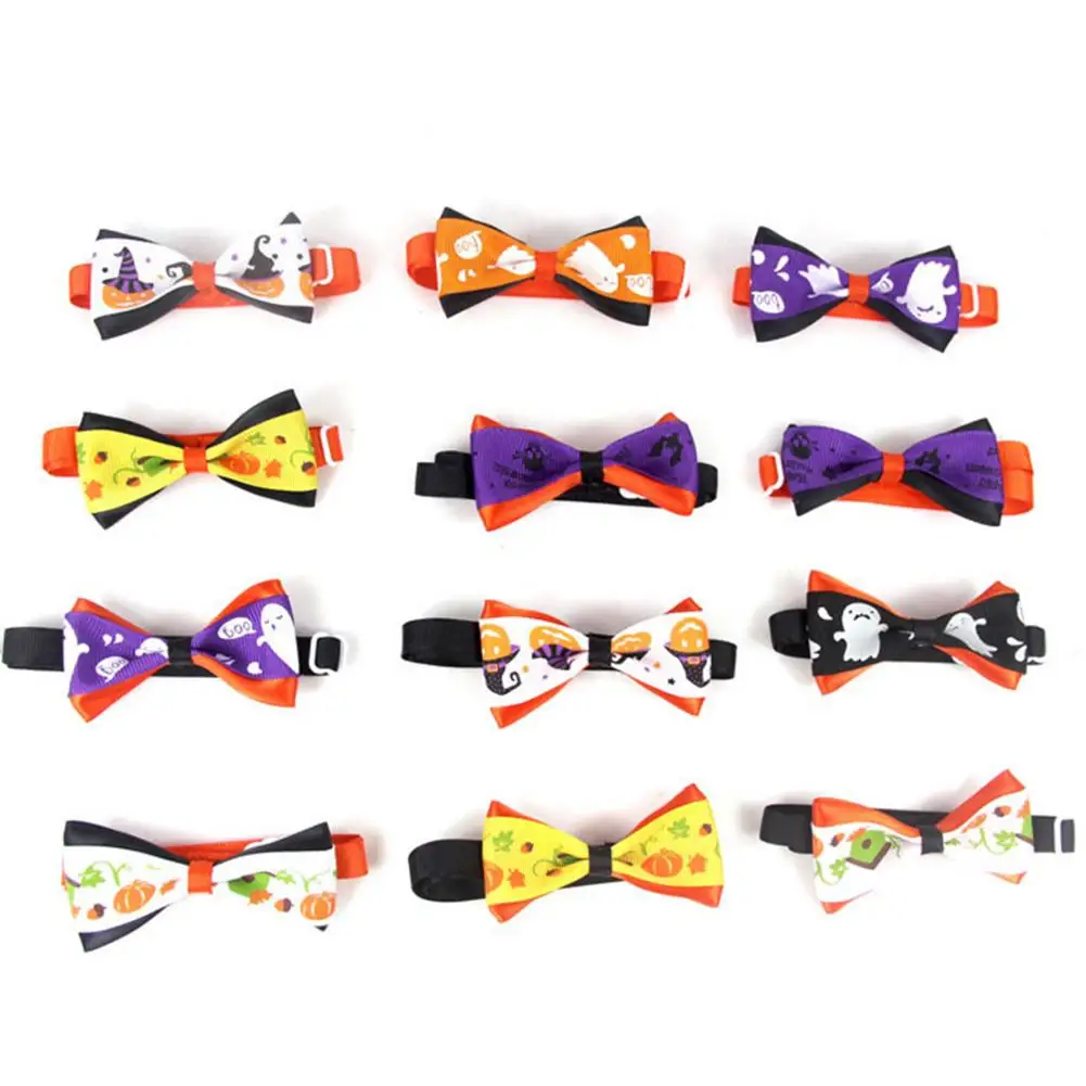 

Wholesale Halloween Dog Tie Pet Shop Dog Accessories Various Styles Cat Bow Tie Ghost Pumpkin Wizard Print Adjustable Collar 20E