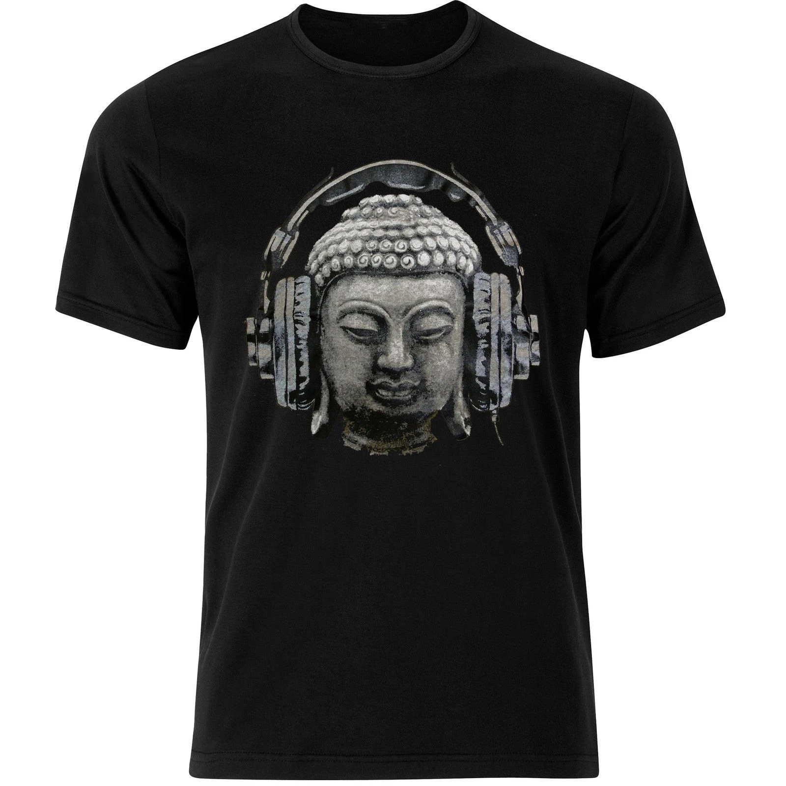 

Buddha Banksy Headphones Quirky Street Art Graffiti Mens Tshirt Tee Top AB38 New 2018 Hot Summer Casual T-Shirt Printing