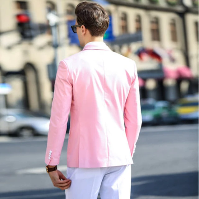 2024 New Men's Set Premium Pink Suit Classic Single Breasted Party Office  Wedding Two Piece Set (Jacket+Pants) - AliExpress