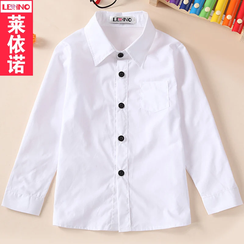 Весенне-осенняя рубашка из хлопка школьная форма для мальчиков и девочек, детская белая рубашка для детского сада - Цвет: Boys shirt