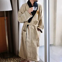 Модная хлопковая тканевая шаль воротник Банный халат с вышивкой для мужчин