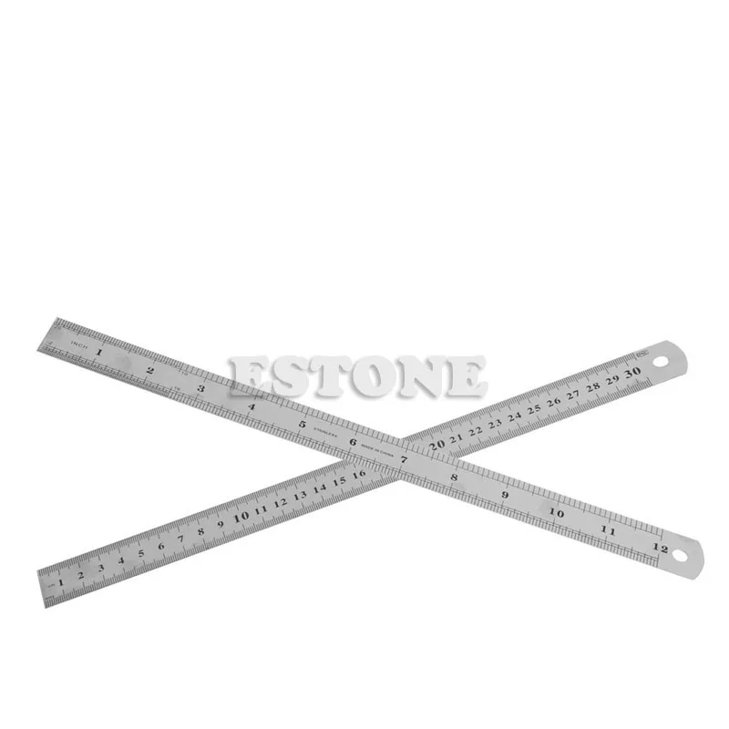 30CM 12" Steel Stainless Pocket Pouch Metric Metal Ruler Measurement Double Sided stainless steel ruler metal ruler
