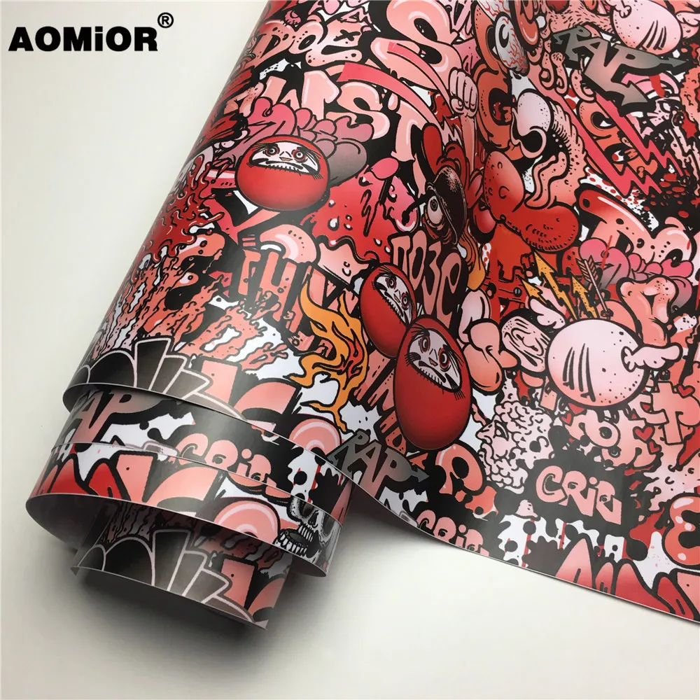 

Cartoon Sticker Bomb Vinyl Wrap Foil JDM UDM Print Racing Car Motorcycle Bike Scooter
