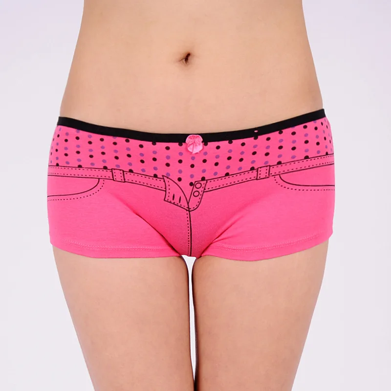 6 PCS Women Cotton Underwear Wholesale Female Printed Boxers Pocket