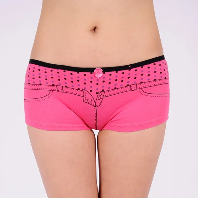 6 PCS Women Cotton Underwear Wholesale Female Printed Boxers Pocket