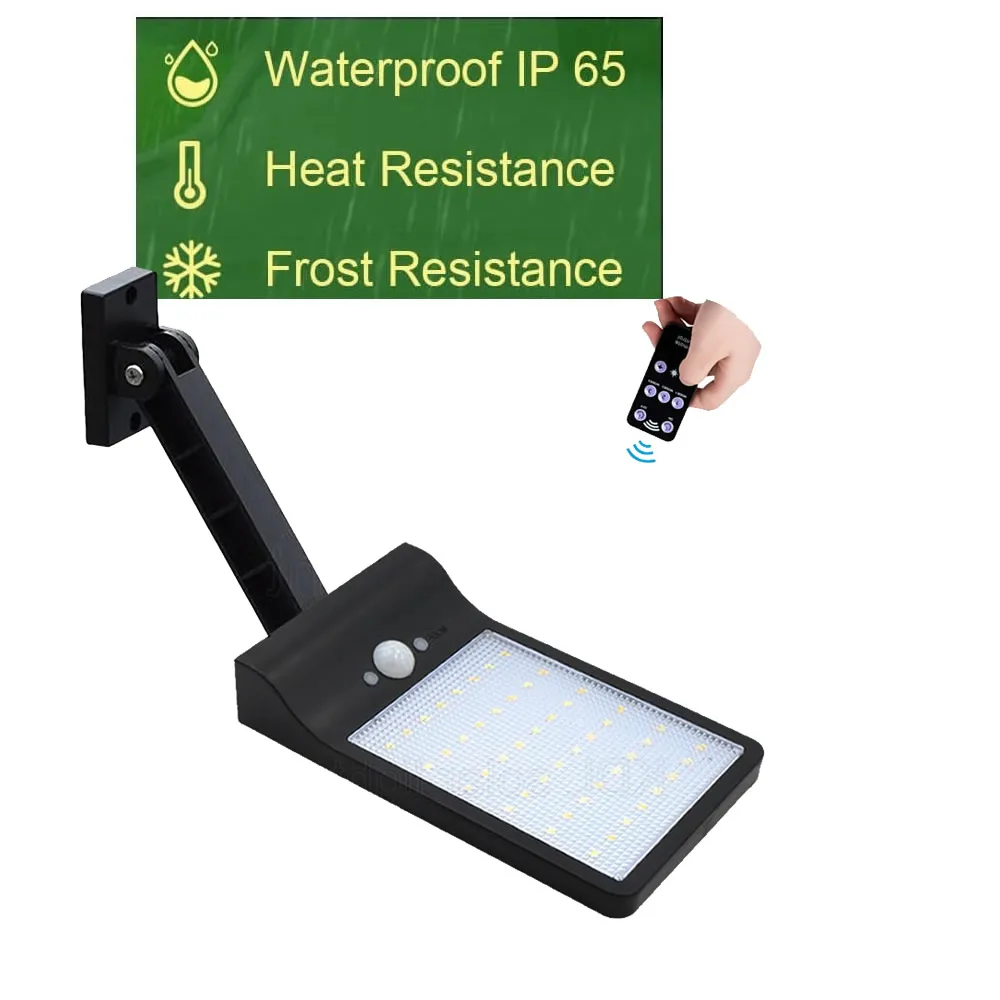 

remote control rotate bracket solar street light Led Solar Light Outdoor Waterproof Lighting For Garden Wall 48 leds 3 Modes Rot