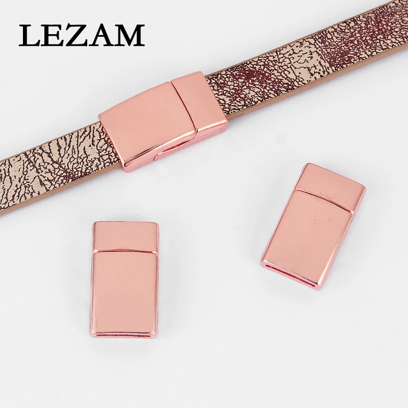5 комплектов розового золота плоским изогнутые Сильный Магнитная застежка для 5 мм 10 мм плоский кожаный шнур браслет ювелирные изделия