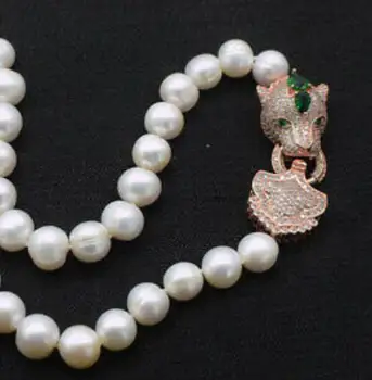 

freshwater pearl white near round 11-12mm necklace 18" 36" wholesale leopard Clasp