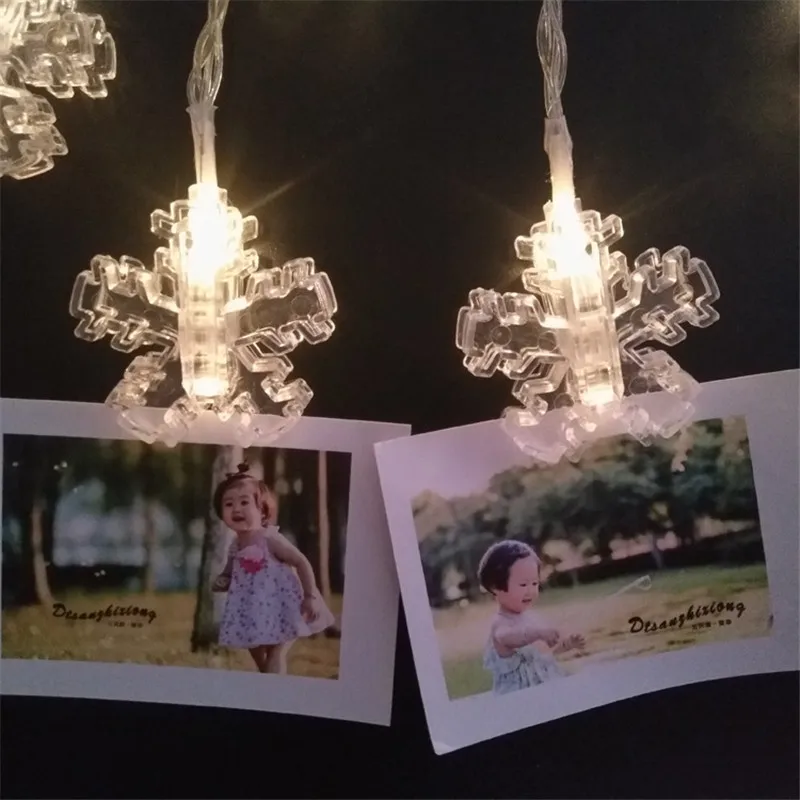 

LED Star Clip on Led Lights Photo Clip Holder Decoration for Birthday Wedding Christmas Parties Battery Power Snowflakes String