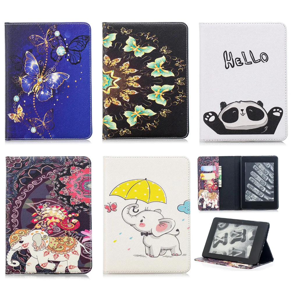

For Amazon Kindle Paperwhite 1 2 Paperwhite 3 2015 Case Shell Print Stand Leather Cover With Sleep&Wake Up Skin Case +Film +Pen