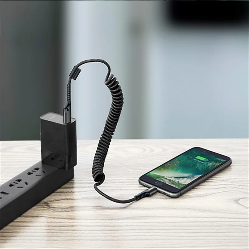 

Apple charging cable 2A charging / transmission mobile phone data cable fish eye car spring data cable