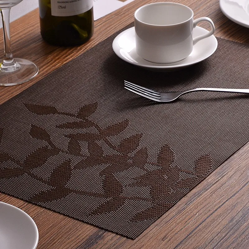1PCS 2 Color Dining Table Mat PVC Placemat Non slip Heat Insulation Pad
