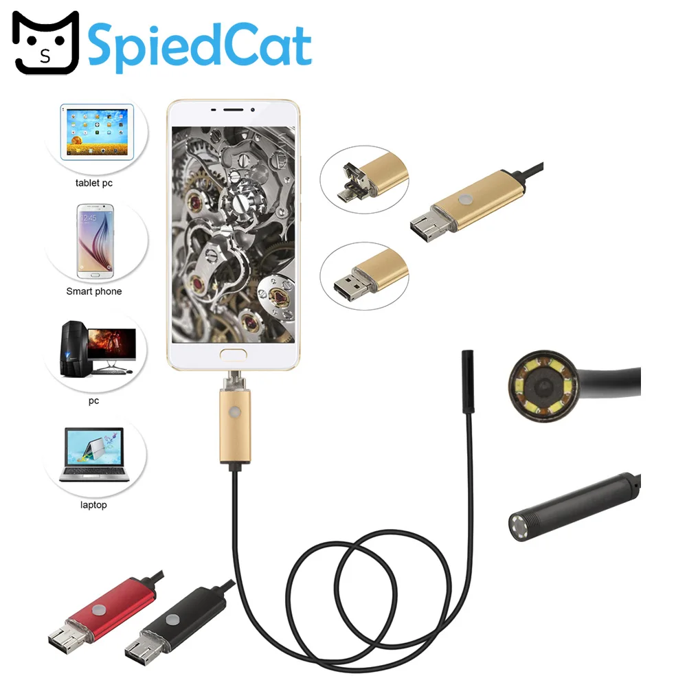 

2 in1 Android Endoscope Camera 5.5mm Lens 1m/2m/3.5m/5m Snake Soft Cable For Windows PC/Android Phone Car Repair Pipe Detect