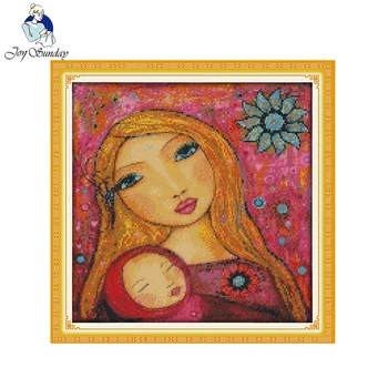 

Joy Sunday Watercolor Painting of Mother and Daughter Cross Stitch Embroidery Kit Painting Cross Stitch Kit Home Wall Decoration