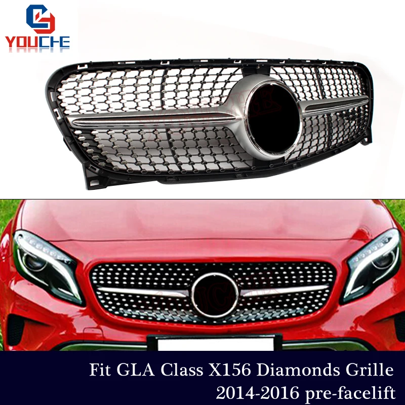 X156 Diamonds Front Grille For Mercedes GLA X156 2014 2015 2016 Pre