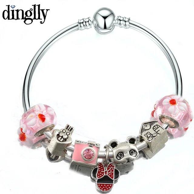 Dinglly Drop Shipping Cute Panda Charm Bracelet Kids Diy Gifts Dinglly Drop Shipping Cute Panda Charm Bracelet Kids Diy Gifts Fashion Jewellery Mickey Pandora For